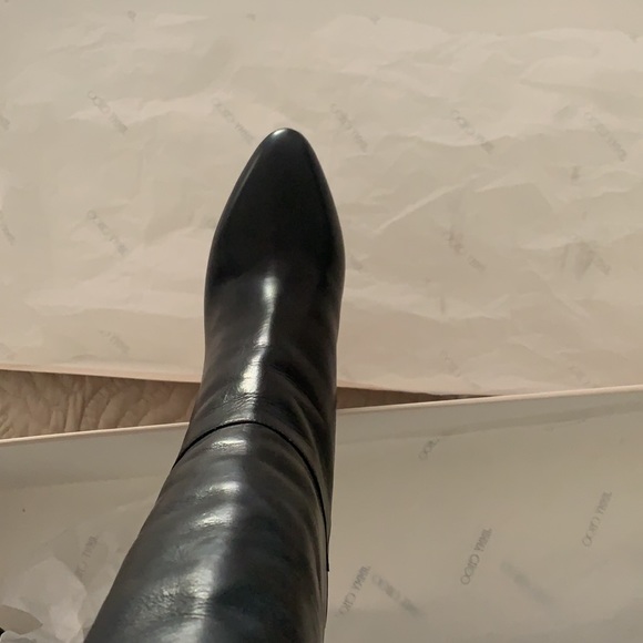 Jimmy Choo Black Leather Knee High Boots - Picture 2 of 6